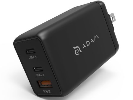 ADAM ELEMENTS Omnia F6 65W 3-port USB-C GaN  Wall Charger + USB-C to C Cable 2m - Black Supply