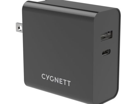 CYGNETT PowerPlus Dual Port 60W PD Wall Charger w  travel adapters + USB- C to C Cable - Black Fashion