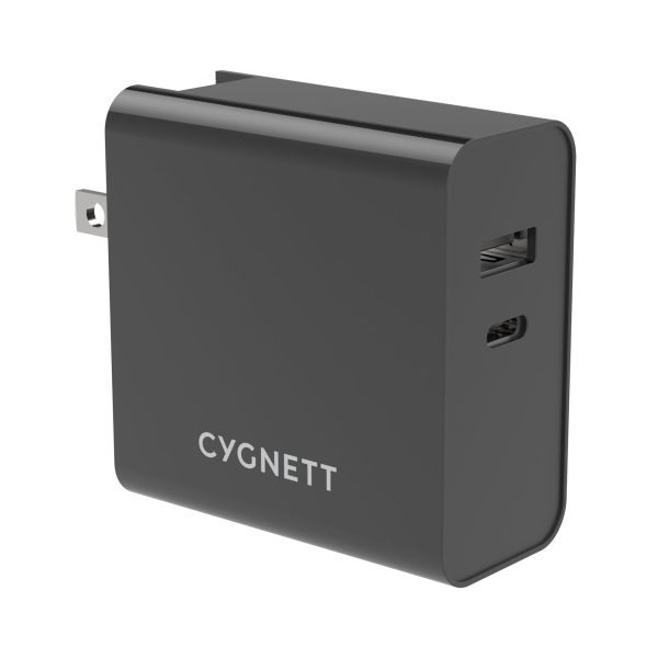 CYGNETT PowerPlus Dual Port 60W PD Wall Charger w  travel adapters + USB- C to C Cable - Black Fashion