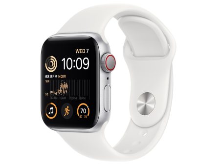 Apple Watch SE GPS + Cellular 40mm Silver Aluminum Case with White Sport Band - Regular For Cheap