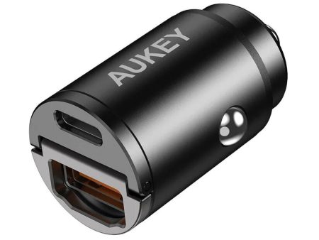 AUKEY 30W PD Metal Dual Port Fast Car Charger - Black Cheap