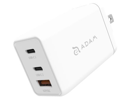 ADAM ELEMENTS Omnia F6 65W 3-port USB-C GaN  Wall Charger + USB-C to C Cable 2m - White Discount