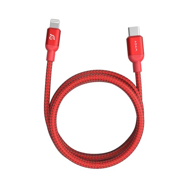 ADAM ELEMENTS PeAk II Braided USB-C to Lightning cable 1.2m - Red Hot on Sale