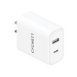 CYGNETT PowerPlus 38W Dual Port (20W USB-C + 18W USB-A) Wall Charger - White For Sale