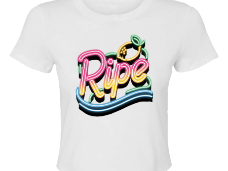 Women s Neon Baby Ribbed Tee (White) Online Sale