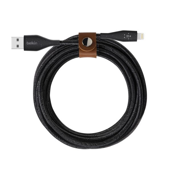 BELKIN Duratek Plus Lightning to USB-A Cable with Strap 6ft - Black Online Sale