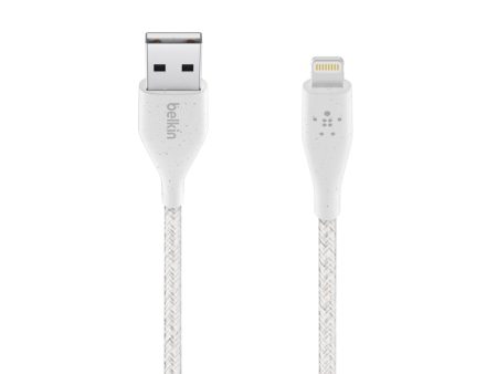 BELKIN Duratek Plus Lightning to USB-A Cable with Strap 4ft - White Online now