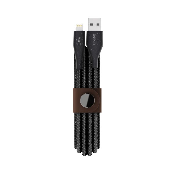 BELKIN Duratek Plus Lightning to USB-A Cable with Strap 6ft - Black Online Sale