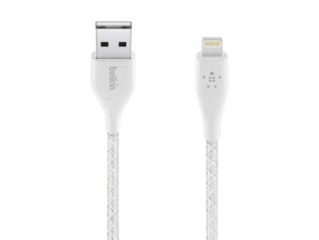 BELKIN Duratek Plus Lightning to USB-A Cable with Strap 6ft - White Supply