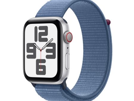 Apple Watch SE GPS + Cellular 44mm Silver Aluminum Case with Winter Blue Sport Loop Fashion